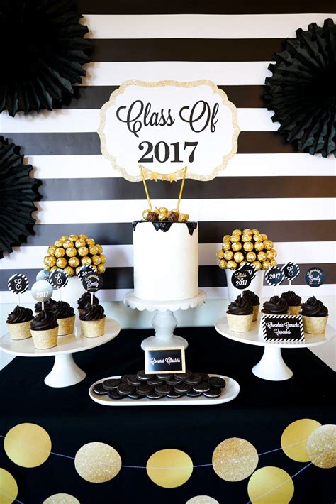 black/gold graduation decorations|college graduation party supplies decorations.